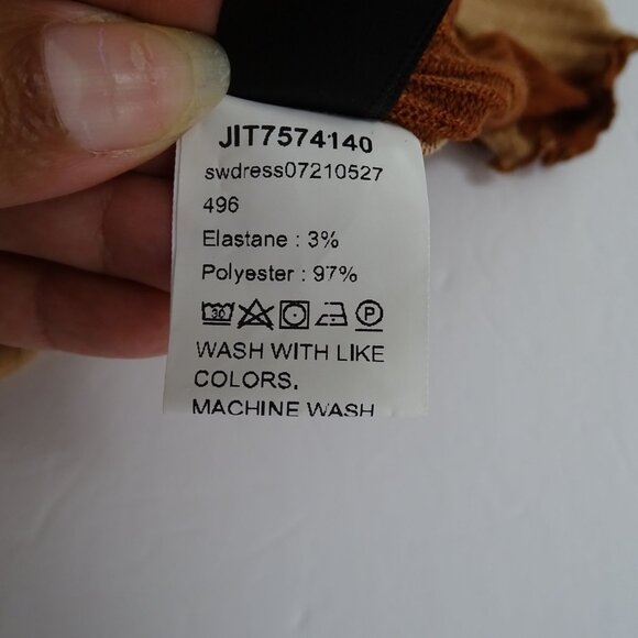 Shein Curve Bodycon Dress Women Size OXL 12 Brown Ribbed Knit Short Sleeve - Picture 6 of 11